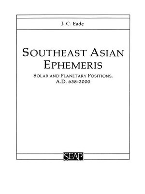 cover image of Southeast Asian Ephemeris